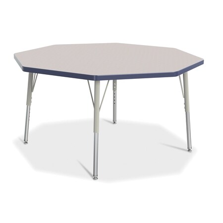 Jonti-Craft Berries Octagon Activity Table, 48 in. x 48 in., E-height, Freckled Gray/Navy/Gray 6428JCE112